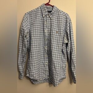 Ralph Lauren Blue and White Checked Button-Down Shirt